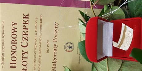Honorowa odznaka - "Złoty Czepek" dla Pani Małgorzaty Perzyna – Dyrektor Szkoły Podstawowej nr 58 w Gdańsku